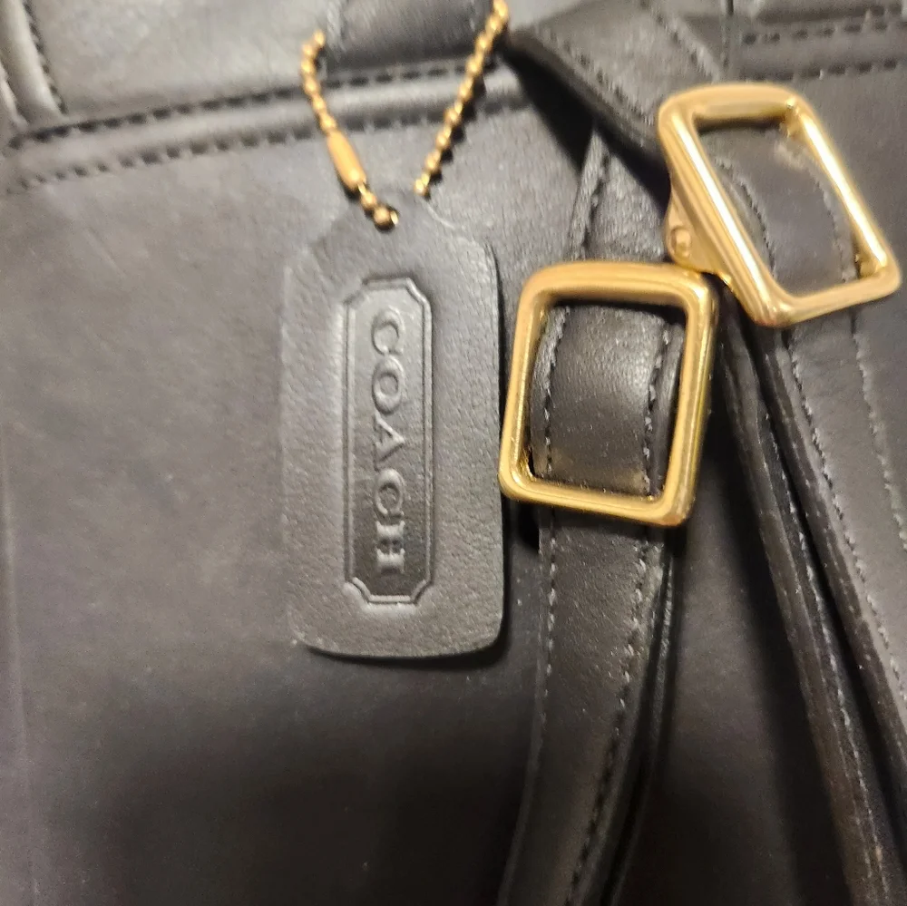 Coach Black Leather Backpack with Gold Accents - Picture 2 of 7